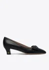 Valentino Bowow 45 Laminated Leather Pumps In Black