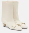 Valentino Leather Mid-calf Boots Featuring Bow Detail In White