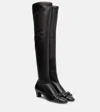 Valentino Logo-embroidered Over-the-knee Boots In Black