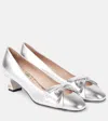 Valentino 45mm Bowow Leather Pumps In Silber