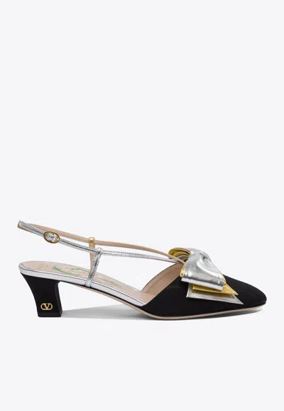 VALENTINO GARAVANI BOWOW 45 SLINGBACK LEATHER PUMPS