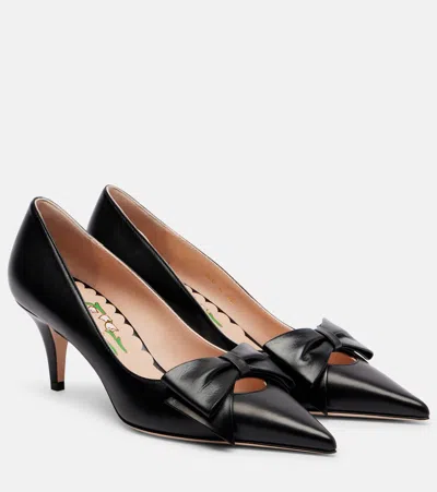 Valentino Garavani Bowow 65 Leather Pumps In Black
