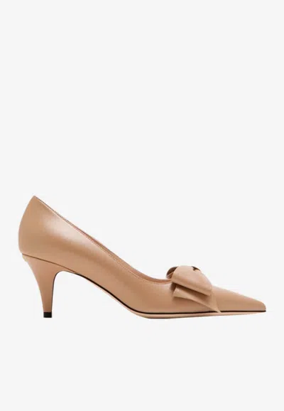 Valentino Garavani Bowow 65 Leather Pumps In Pink