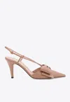 Valentino Bowow 85 Leather Slingback Pumps In Neutral