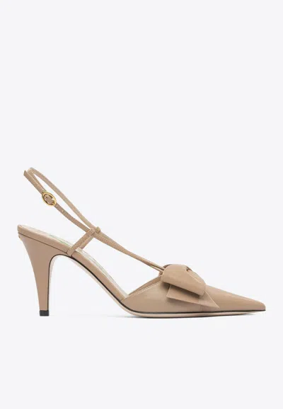 VALENTINO GARAVANI BOWOW 85 LEATHER SLINGBACK PUMPS