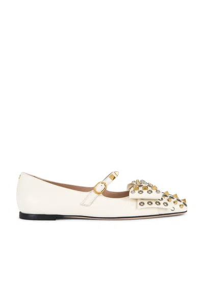 Valentino Garavani Bowow Ballerina Flat In White