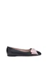 Valentino Round Toe Ballerina Shoes With Bow Detail In Black