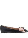 Valentino Round Toe Ballerina Shoes With Bow Detail In Black