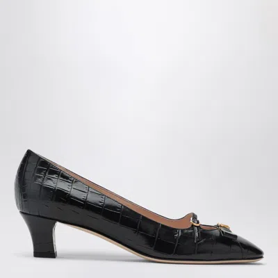 VALENTINO GARAVANI BOWOW BLACK CROCODILE-EFFECT PUMP