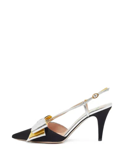 Pre-owned Valentino Garavani Bowow Bow-detail Slingback Pumps In Black