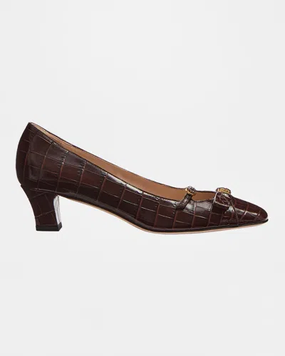 VALENTINO GARAVANI BOWOW CROCO MARY JANE PUMPS