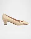 Valentino Bowow 45 Croc-effect Leather Pumps In Ren Butter White