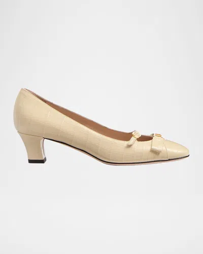 VALENTINO GARAVANI BOWOW CROCO MARY JANE PUMPS