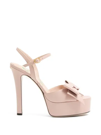 Valentino Garavani Bowow Kidskin Platform Sandal With Bow Detail 130mm Woman Pink 42 In Brown