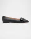 Valentino Garavani Bowow Leather Ballerina Flats In Black