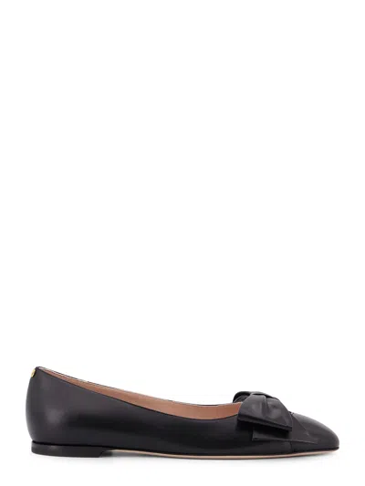 Valentino Garavani Bowow Leather Ballerinas In Black