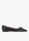 Valentino Round Toe Ballerina Shoes With Bow Detail In Black