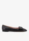 Valentino Leather Ballerinas With Iconic Bow Detail In Black