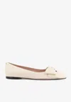 Valentino Bowow Leather Ballet Flats In White