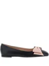 Valentino Round Toe Ballerina Shoes With Bow Detail