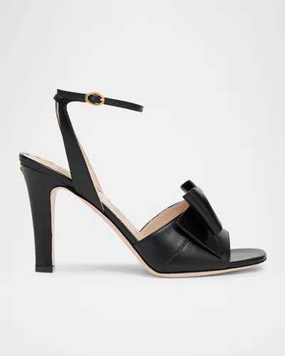 VALENTINO GARAVANI BOWOW LEATHER BOW ANKLE-STRAP SANDALS
