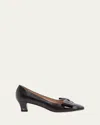 Valentino Bowow 45 Laminated Leather Pumps In Nero