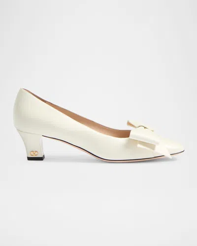 Valentino Garavani Bowow Leather Pumps In White