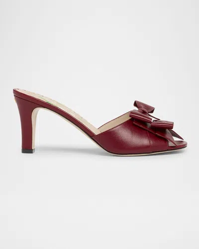 VALENTINO GARAVANI BOWOW LEATHER STILETTO MULE SANDALS