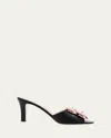 Valentino Garavani Bowow Leather Stiletto Mule Sandals In Pink