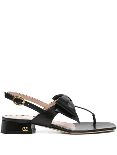 VALENTINO GARAVANI BOWOW LEATHER THONG SANDALS