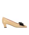 Valentino Bowow 45 Bow-embellished Leather Pumps In Sand