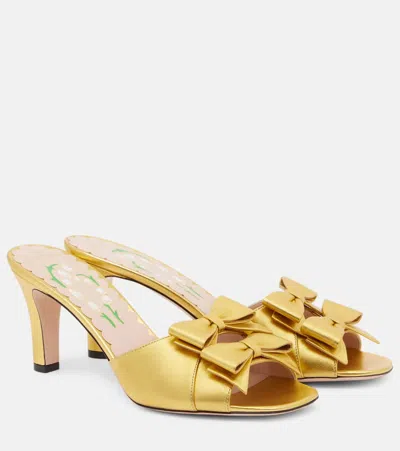 Valentino Garavani Bowow Metallic Leather Mules