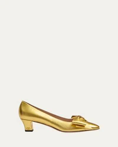 VALENTINO GARAVANI BOWOW METALLIC LEATHER PUMPS