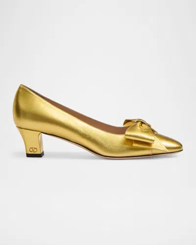 VALENTINO GARAVANI BOWOW METALLIC LEATHER PUMPS