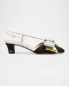 Valentino Bowow T. 45 Mid Heel Pumps In Nerosilverold Goldsilver