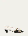 Valentino Bowow T. 45 Mid Heel Pumps In Nerosilverold Goldsilver