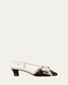 Valentino Bowow T. 45 Mid Heel Pumps In Nero / Silver / Gold