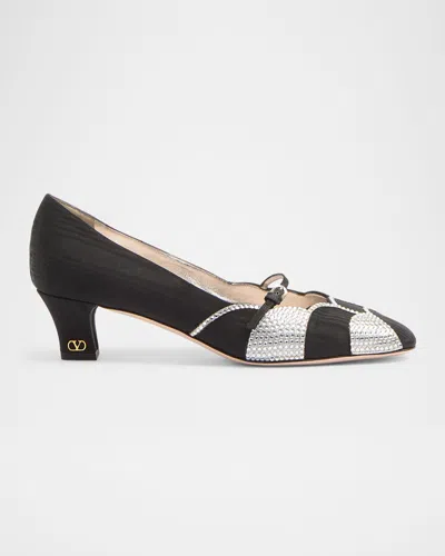 VALENTINO GARAVANI BOWOW MOIRE STRASS PUMPS