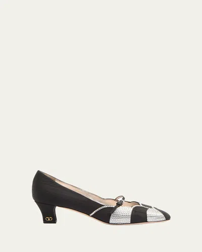 VALENTINO GARAVANI BOWOW MOIRE STRASS PUMPS
