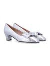 Valentino 45mm Bowow Leather Pumps In Silver