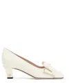 Valentino Pointed Toe Pumps With Charming Bow Detail In White