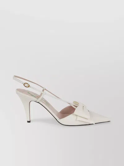 Valentino Garavani Valentino Bowow 85 Leather Slingback Pump In White