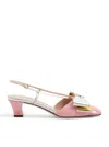 Valentino Scarpe Con Tacco Bowow In Tessuto Rosa Donna In Nude & Neutrals