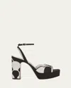 Valentino Bowow Strass Scallop Platform Sandals In Black
