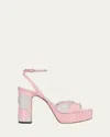 Valentino Garavani Bowow Strass Scallop Platform Sandals In Silver