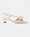 Valentino Bowow 45 Crystal Embellished Slingback Pumps In Ivory/silver Shade
