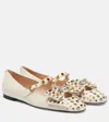 Valentino Mary-jane Bowow Ballerina In Kidskin With Studs In White
