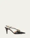 Valentino Chic Bow Pointed Toe Stiletto Pumps In Black