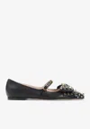 Valentino Bowow Studded Mary-jane Ballet Flats In Black