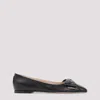 Valentino Leather Ballerinas With Iconic Bow Detail In Black